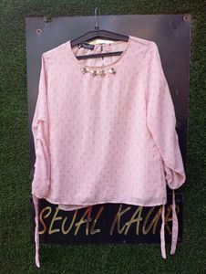 Lurex Material Top With Embellished Neckline