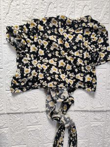 Shein Floral Wrap Crop Top