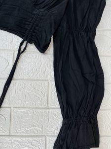 Black Drawstring Crop Top