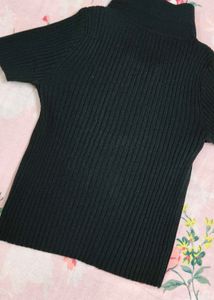 Ribbed Knit Polo Top