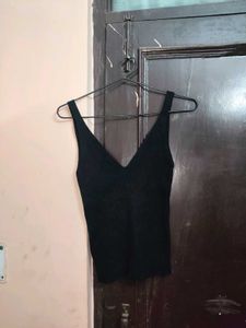 Mango V neck Black Knitted Tank Top