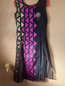 Black Colour Transparent Mid Cut Kurti