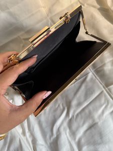 Glittry Black Stylist Cluch With Golden Handle