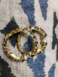 Pearl &amp; Stone Bangles (Set of 2)