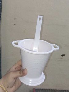 White Melamine Serving Dish with Spoon