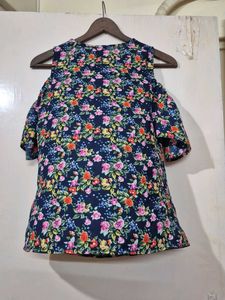 Floral Multicolor Cold Shoulder Top