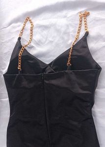 Black Satin Padded  Mini Dress