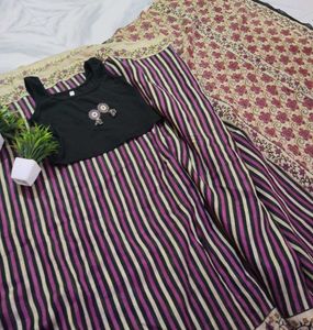 Striped Saree with Black Top