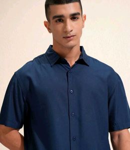 Navy Blue Short Sleeve Button Down