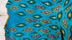Ikat Print Drawstring Gown