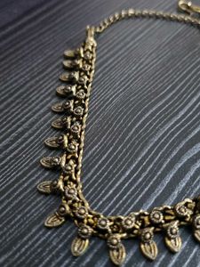 Antique Gold-Toned Oxidized Necklace