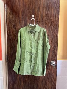 42/L Men Cotton Green Shirt