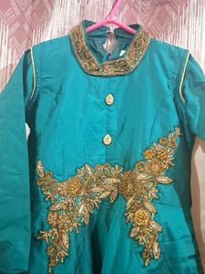 Emerald Green &amp; Gold Anarkali