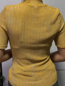 Mustard Yellow Ribbed Knit Top
