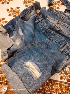 Denim Dungaree Shorts