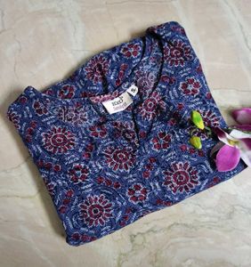 Blue Floral Print Kurta