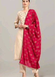 Embroidered Straight Kurta with Pant and Dupatta💗