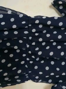 Blue White Dots.. Back Tail Dress For Beach