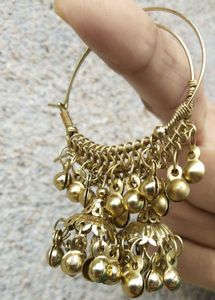 Brass Jhumka Dangle Hoop Earrings (Golden)