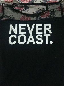 Never Coast Graphic Tee with Sheer Detail