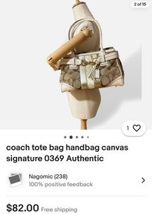 Authentic coach Canvas Leather Shoulder bag