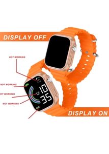 Orange Digital Watch For Men And Women Pack Of 2