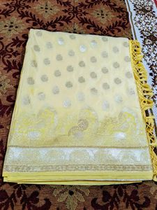 Elegant Yellow &amp; Gold Saree