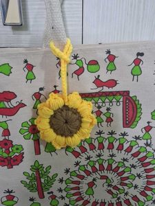 Handcrafted Tote Bag with sunflower hanging