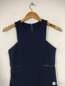 Plain Blue Sleeveless With Back Zip Jumpsuits (Women&#39;s)