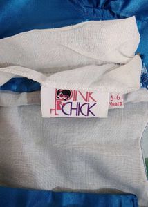Pink Chick Green And Blue Satin Net Dress