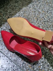 Red Patent Leather Block Heel Pumps