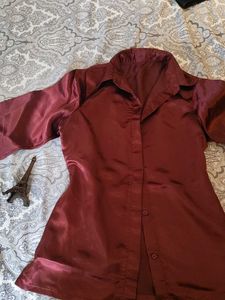 Burgundy Satin Blouse