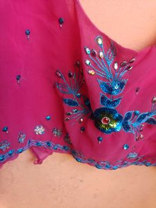 Pink Georgette Saree With Blouse