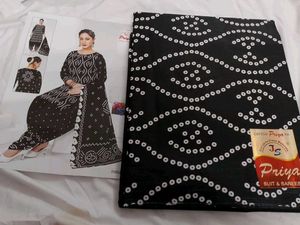 Black Bandhani Printed Dress Material