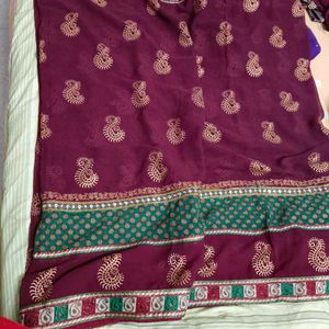 Maroon & Gold Saree