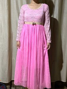 Pink Lace Maxi Dress