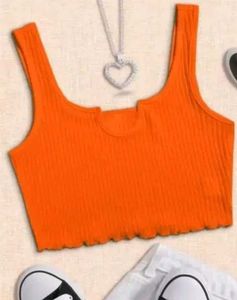 Orange Ribbed Tank Top