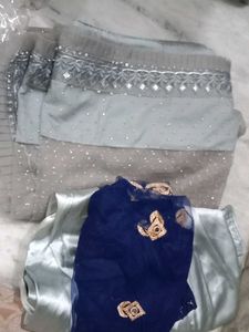 Elegant Grey Saree ,Blouse And Peticoat Newly Sare