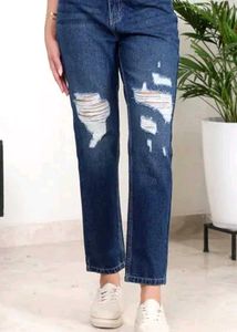 Distressed Dark Wash Denim Jeans