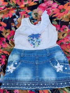 Cute Denim Skirt &amp; Top Set