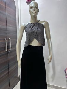 Gray Halter Crop Top