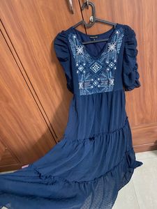 Myntra Athena Blue Dress Size S Full Sleeve Midi D