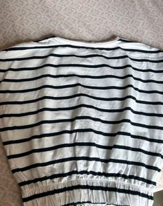 ZARA Crop Top - Black And White Stripped - New