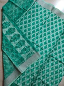 Green Floral Print Saree