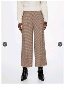 MANGO Checked Wide Leg Trousers