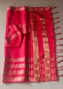 Women&#39;s Banarasi Cotton Silk Saree with Blouse