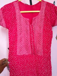 Dark Rose Polka Dot Kurti