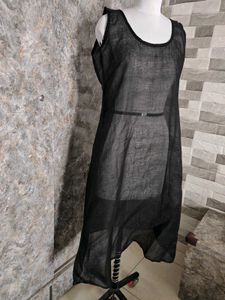Black Georgette Anarkali with cotton inner