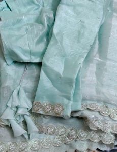 Elegant party organza saree With Stitched Blouse