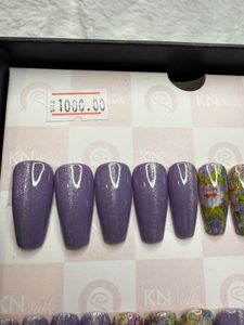 Light Purple Press On Nails Coffin Shape